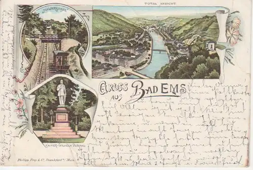 Bad Ems Litho Malbergbahn Panorama bahnpgl1897 99.491