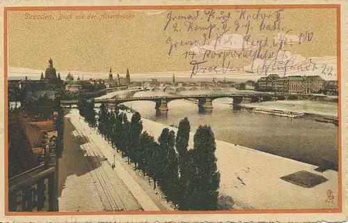 Dresden Blick von der Albertbrücke feldpgl1917 127.346