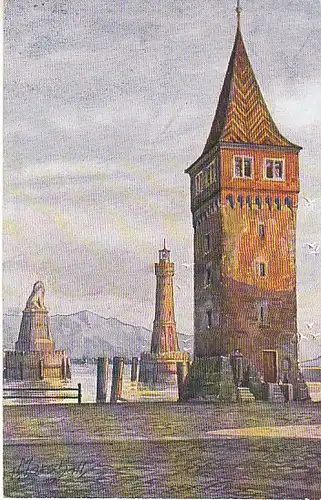 Lindau Bodensee Mangenturm Hafeneinfahrt gl1925 C2249