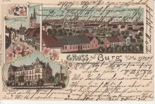 Burg b.M. Litho Kreishaus Breiteweg Total gl1902 90.720