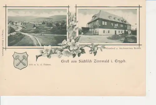 Zinnwald Litho Gasthof Sächsischer Reiter ngl 86.700