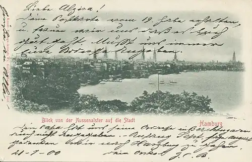 Hamburg Blick von Aussenalster auf Stadt gl1900 116.097