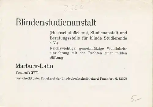 Marburg Broschüre Blindenstudienanstalt 116.751