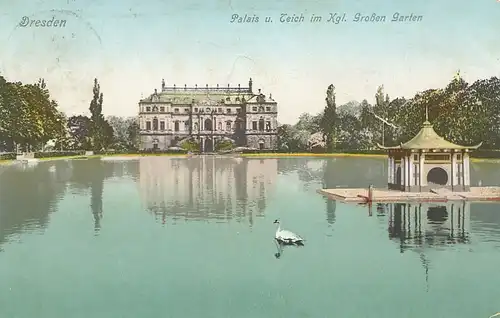 Dresden Palais und Teich im Gr. Garten gl1909 118.100