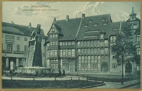 Braunschweig Löwendenkmal und Gildehaus gl1925 116.895