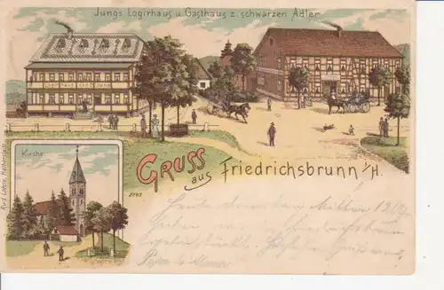 Friedrichsbrunn Litho Logirhaus Gasthaus gl1899 91.861