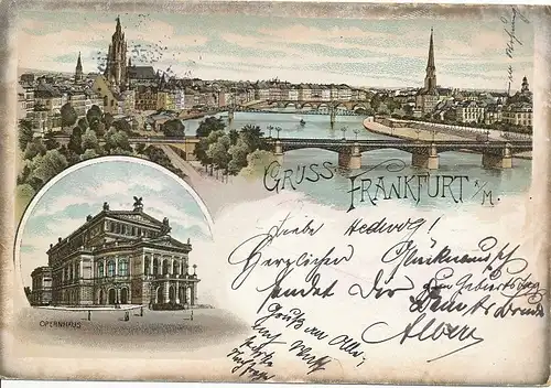Frankfurt a.M. Litho Panorama Opernhaus gl1896 131.861