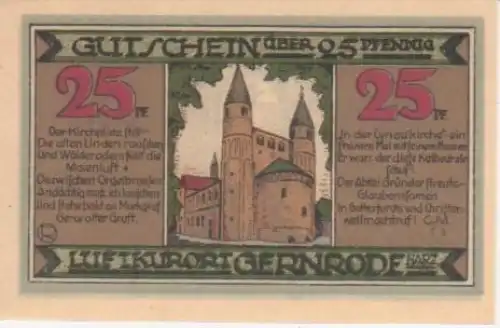 Gernrode Gutschein der Stadt über 25 Pfennig 91.915