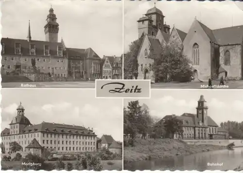 Zeitz Mehrbildkarte mit Bahnhof gl1966 B4623