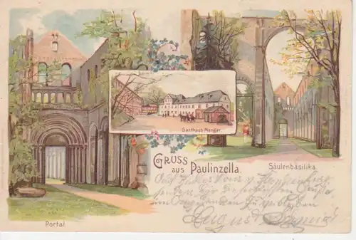 Paulinzella Litho Gasthaus Menger gl1900 88.758