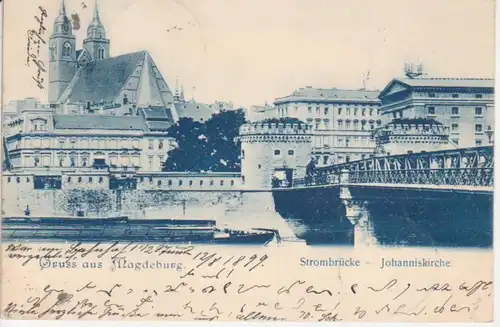 Magdeburg Strombrücke Johanniskirche gl1899 90.546