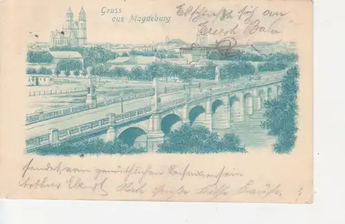 Magdeburg Brücke und Stadtpanorama gl1899 90.540