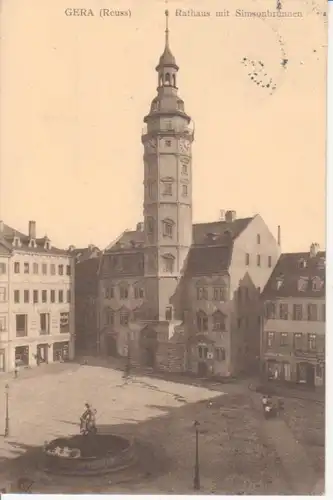 Gera Rathaus mit Simsonbrunnen gl1910 89.940