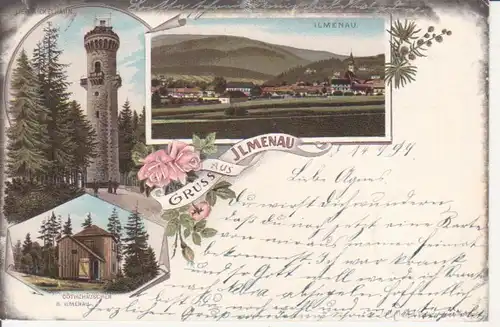 Ilmenau Litho Goethehaus Turm Panorama gl1897 89.730