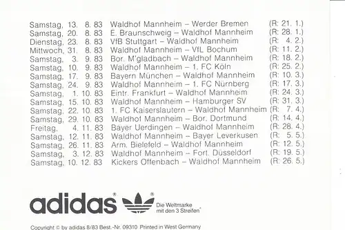 Fußball: SV Waldhof Mannheim Mannschaft 1983 112.460