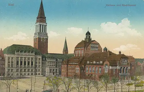 Kiel Rathaus und Stadttheater gl1912 114.453