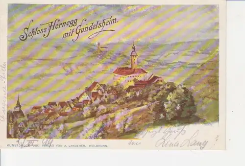 Gundelsheim Panorama mit Schloss gl1899 93.151