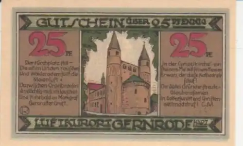 Gernrode Gutschein der Stadt über 25 Pfennig 91.913