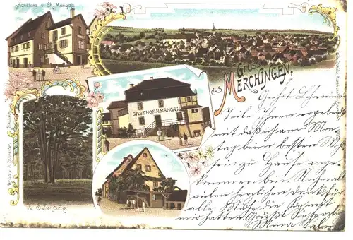 Merchingen Litho Gasthof Mangas Panorama gl1902 4.760