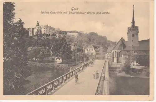 Gera Schloss mit Brücke und Kirche gl1910 89.886