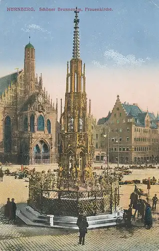 Nürnberg Schöner Brunnen Frauenkirche gl1918 124.418