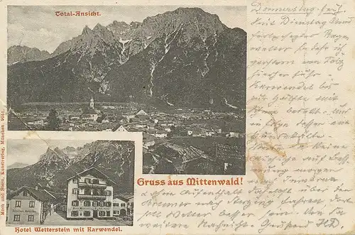 Mittenwald Hotel Wetterstein und Totale gl1903 126.138