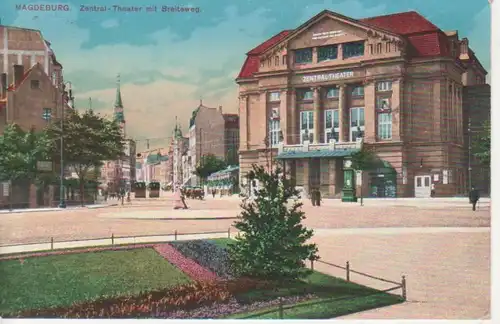 Magdeburg Zentral-Theater mit Breiteweg gl1913 90.504