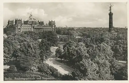 Berlin Reichstagsgebäude und Siegessäule gl1933 118.702