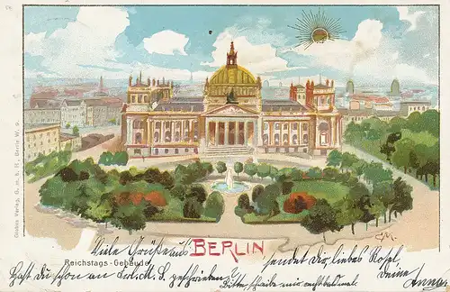 Berlin Reichstagsgebäude Künstlerkarte gl1899 117.635