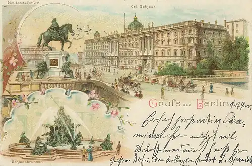 Berlin Litho Schloss Schlossbrunnen gl1900 117.657