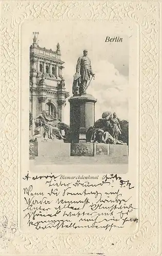 Berlin Bismarckdenkmal Prägekarte gl1902 117.297