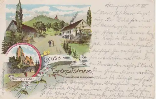Girbaden Litho Gruß vom Forsthaus gl1898 200.310