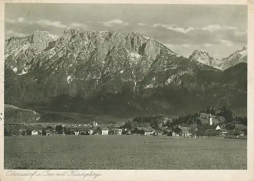 Oberaudorf Panorama mit Kaisergebirge gl1936 119.616