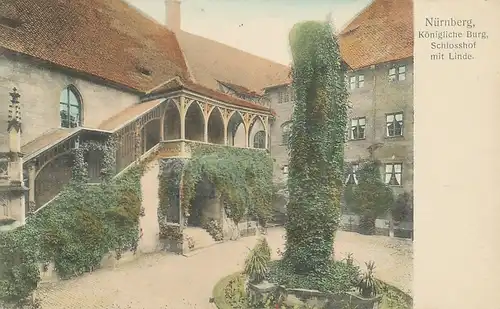 Nürnberg Burg Schlosshof mit Linde ngl 124.666