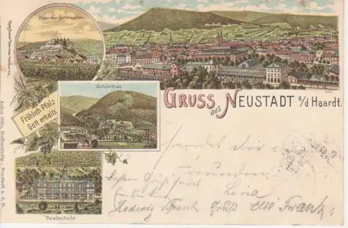 Neustadt/Haardt Litho Realschule Panorama gl1897 93.310