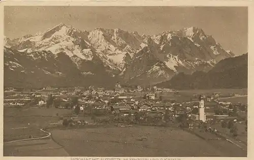 Farchant Panorama und Zugspitze gl1922 119.931