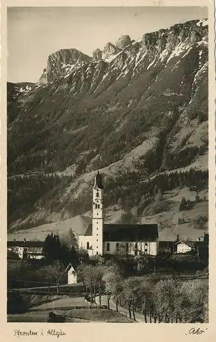 Pfronten Panorama mit Kirche gl1952 123.571