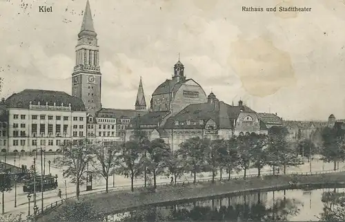 Kiel Rathaus und Stadttheater gl1912 118.340