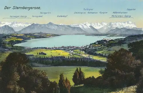 Starnberger See Panorama mit Gebirgskette ngl 120.182