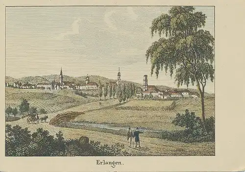 Erlangen Panorama der Stadt um 1827 ngl 120.889