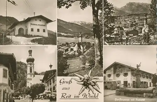 Reit im Winkl Dorfpartie Post Panorama gl1957 119.734