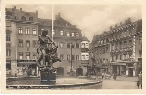 Gera Markt mit Simson-Brunnen gl1940 B6203