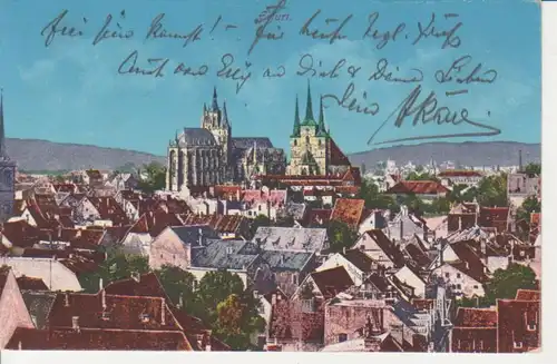 Erfurt Stadtpanorama mit Dom und Kirche gl1927 92.490