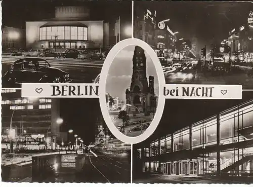 Berlin West bei Nacht Mehrbildkarte gl1929 B4995