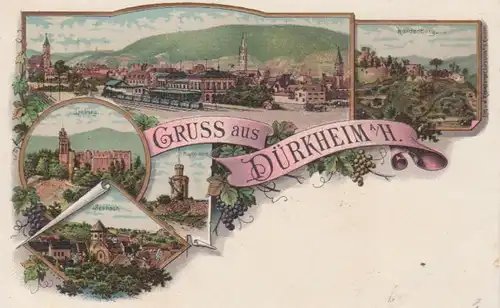 Bad Dürkheim Litho Burgen Seebach Panorama ngl 93.640