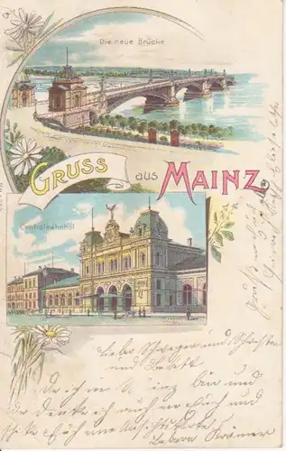 Mainz Litho Centralbahnhof Neue Brücke gl1901 94.548