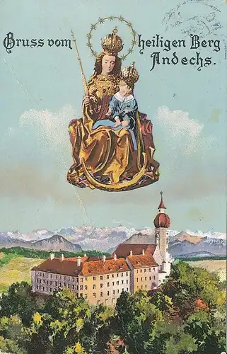 Kloster Andechs mit Gebirgspanorama gl1937 120.277