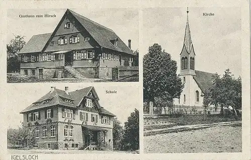 Igelsloch Gasthaus Hirsch Schule Kirche gl1925 118.910