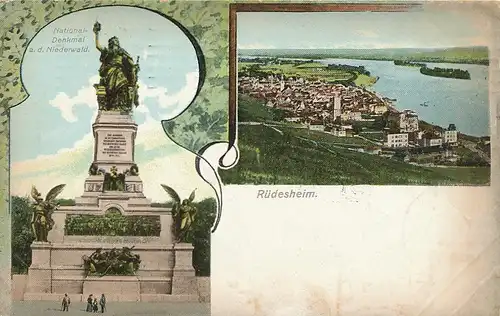 Rüdesheim a.Rh. Denkmal und Panorama gl1909 130.082