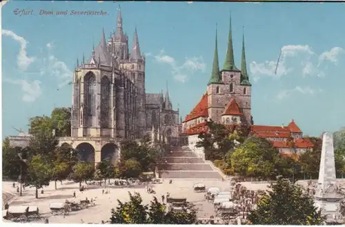 Erfurt Markttreiben Dom u.Severikirche gl1912 B6631
